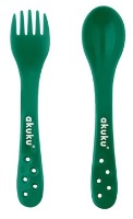 Set lingurita si furculita Akuku A0074 Green imaginea #2 — magazin online Desire.md