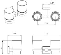 Стакан для зубных щёток VOLLE Cuadro (2536.220201) фото №2 — интернет-магазин Desire.md