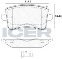 Комплект тормозных колодок ICER 181835 фото №2 — интернет-магазин Desire.md