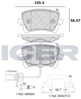 Комплект тормозных колодок ICER 181857-203 фото №2 — интернет-магазин Desire.md