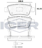 Комплект тормозных колодок ICER 181888 фото №2 — интернет-магазин Desire.md