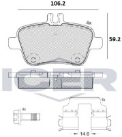 Комплект тормозных колодок ICER 182039 фото №2 — интернет-магазин Desire.md