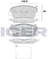Комплект тормозных колодок ICER 182090 фото №2 — интернет-магазин Desire.md