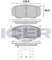 Комплект тормозных колодок ICER 182094 фото №2 — интернет-магазин Desire.md