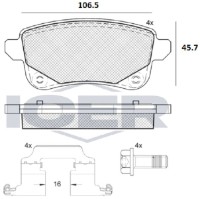 Комплект тормозных колодок ICER IC-182222 фото №2 — интернет-магазин Desire.md
