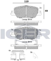 Комплект тормозных колодок ICER 182323 фото №2 — интернет-магазин Desire.md