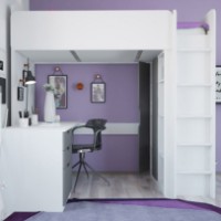 Детский гарнитур Polini Kids Simple с письменным столом и шкафом Белый МДФ фото №4 — интернет-магазин Desire.md