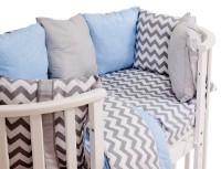 Детское постельное белье Polini Kids Зигзаг 5 120х60 Cеро/Голубой фото №3 — интернет-магазин Desire.md