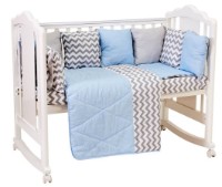 Детское постельное белье Polini Kids Зигзаг 5 120х60 Cеро/Голубой