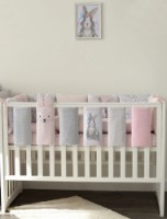 Protectie laterala pentru patut Veres Summer Bunny Pink 6pcs (154.05.11)