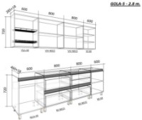 Bucătărie Bafimob Gola-5 Glass (High Gloss) 2.8m White/Anthracite imaginea #2 — magazin online Desire.md