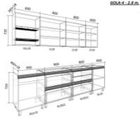 Кухонный гарнитур Bafimob Gola-4 Glass (High Gloss) 2.8m White/Grey/Green фото №2 — интернет-магазин Desire.md
