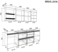 Bucătărie Bafimob Gola-3 Glass (High Gloss) 2.4m White/Grey imaginea #2 — magazin online Desire.md