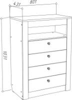 Комод ML-Mobila Гамма 16 4 Ящика 800 МЛ Дуб Крафт Белый фото №2 — интернет-магазин Desire.md