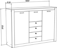 Комод ML-Mobila Гамма 13 глухой 1600 МЛ Дуб Крафт Белый фото №2 — интернет-магазин Desire.md