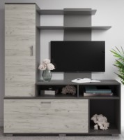 Гостиная ML-Mobila МЛ-4 Поло 5/1500 Дуб Крафт Белый/Антрацит