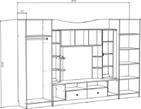 Гостиная ML-Mobila МЛ-7 Палермо 3 3400 Дуб Крафт Белый/Антрацит фото №2 — интернет-магазин Desire.md