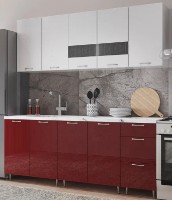 Кухонный гарнитур ML-Mobila АГТ 2.0 Белый/Бургунди/Белый фото №2 — интернет-магазин Desire.md