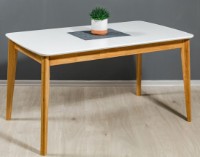 Masă pentru bucătărie MobiCasa Mary 140/185x80 White/Natural imaginea #1 — magazin online Desire.md