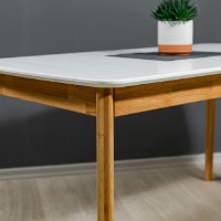 Masă pentru bucătărie MobiCasa Mary 140/185x80 White/Natural imaginea #3 — magazin online Desire.md