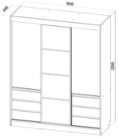 Шкаф-купе ML-Mobila Найс 3Д (180) Крафт Белый/Антрацит фото №2 — интернет-магазин Desire.md