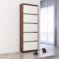 Rafturi pentru pantofi Mobildor-Lux Leo Slim 50 (203x50x16) Wenge/White imaginea #2 — magazin online Desire.md