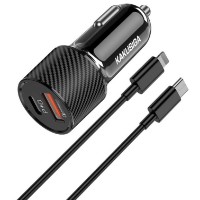 Încărcător auto Kaku KSC-678 Black + Cable Type-C to Lightning