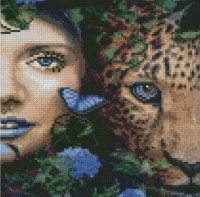 Алмазная картина по номерам Strateg Девушка и леопард (CA-0056)