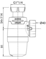Sifon pentru lavoar Wirquin Neo 11/4 D40 (30722150) imaginea #2 — magazin online Desire.md