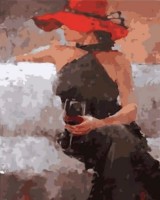 Tablou pe numere PRC Doamnă cu un pahar de vin 40x50 03529