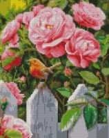 Pictura cu diamante după numere Strateg Птичка у роз (HX416)