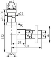 Sifon pentru lavoar Ferro S280-BL 1 1/4x32mm Black imaginea #2 — magazin online Desire.md