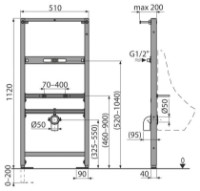 Инсталляция для писсуара Alcaplast A107/1120 фото №2 — интернет-магазин Desire.md