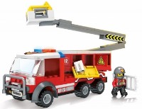 Set de construcție Blocki MyFireBrigade: Camion de Pompieri cu macara (KB0814)