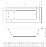 Cadă de baie Bonito Home Elara 160x70 (114225) imaginea #3 — magazin online Desire.md