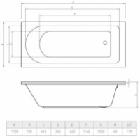 Cadă de baie Bonito Home Elara 170x70 (114226) imaginea #3 — magazin online Desire.md