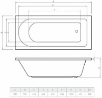 Cadă de baie Bonito Home Elara 170x75 (114227) imaginea #3 — magazin online Desire.md