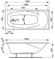 Cadă de baie Vagnerplast Aronia 150x70 (114219) imaginea #3 — magazin online Desire.md