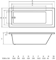 Cadă de baie Bonito Home Delia 150x70 (114228) imaginea #2 — magazin online Desire.md