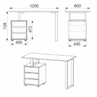 Masa de birou Компанит Лофт-2 Nimfeia Alb imaginea #2 — magazin online Desire.md