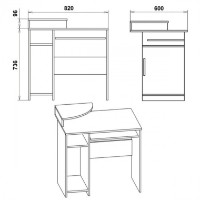 Masa de birou Компанит СКМ-1 Stejar Sonoma imaginea #2 — magazin online Desire.md