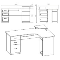 Masa de birou Компанит СУ-3 Wenge imaginea #2 — magazin online Desire.md