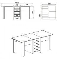 Обеденный стол Компанит 3 Стол-книжка Дуб Сонома фото №2 — интернет-магазин Desire.md