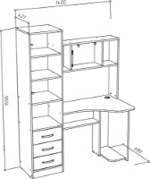 Письменный стол ML-Mobila МЛ- 5 КС-18 Антрацит/Дуб Крафт Белый фото №3 — интернет-магазин Desire.md