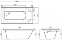 Cadă de baie Wasser Standart Cast Iron NH-008 1600x700x420 Handle imaginea #3 — magazin online Desire.md