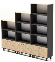 Etajeră Smartex Set Negru/Stejar Închis