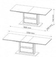 Masă pentru bucătărie Sokme Орегон 1800-2200 Alb/Gri imaginea #2 — magazin online Desire.md