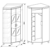 Шкаф КМК Орфей 11 Угловой Орех Шоколадный/Дуб Светлый (0364.4) фото №2 — интернет-магазин Desire.md