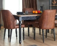 Set masă și scaune Moda Life Cross Set 160x75x95cm + 6 Chair Brown