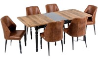 Комплект для столовой Moda Life Cross Set 160x75x95cm + 6 Chair Brown